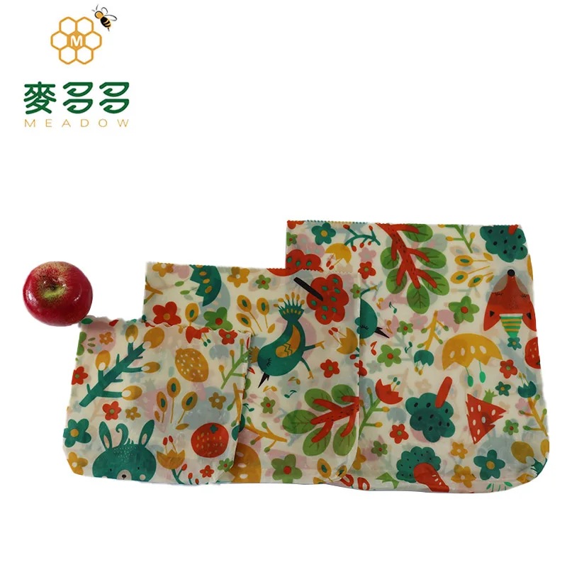 High quality 100% cotton organic eco friendly food beeswax wrap and mesh bags