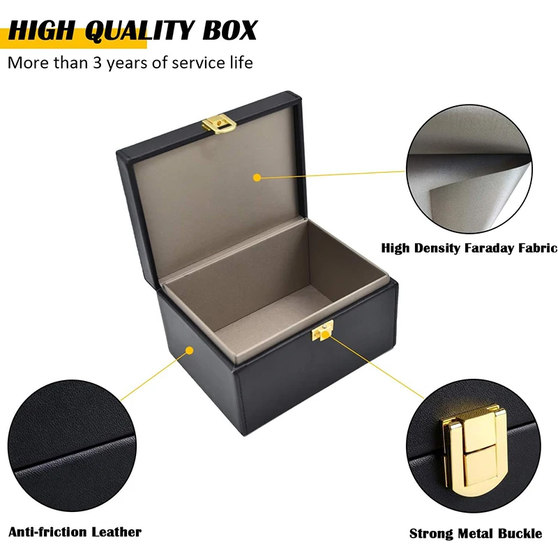 Quality PU Leather RFID Signal Blocking Faraday Box Shielding for Phone Key