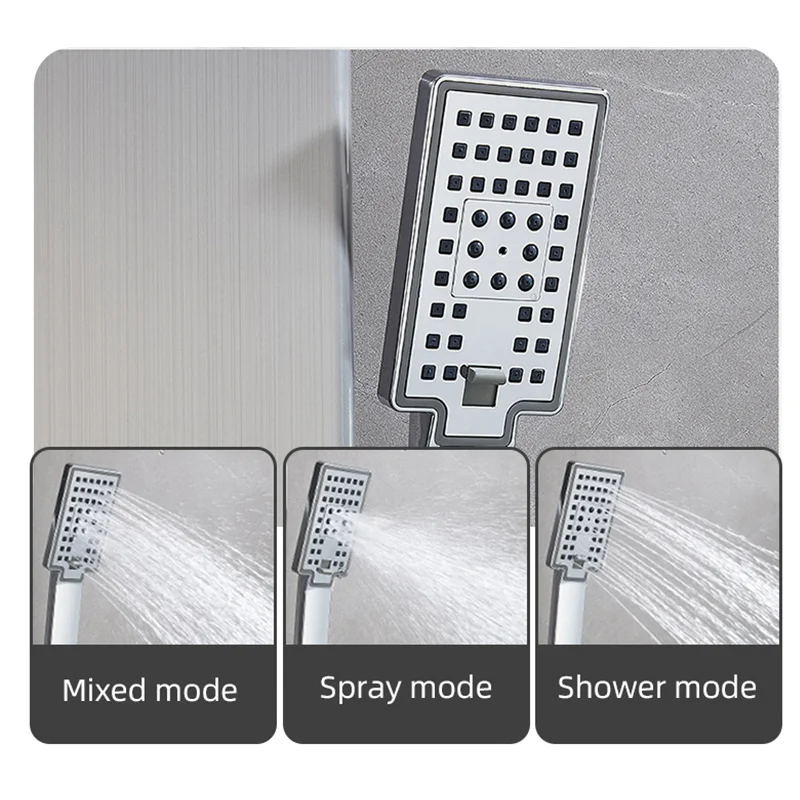 Hot Sell Bathroom Stainless Steel LED Waterfall Shower Panels Wall Mounted Black Shower Column