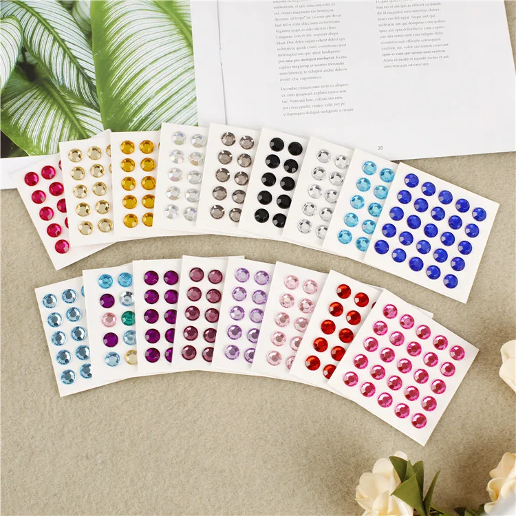 Wholesale 3d diamond rhinestones face crystal gem stickers for nail decoration