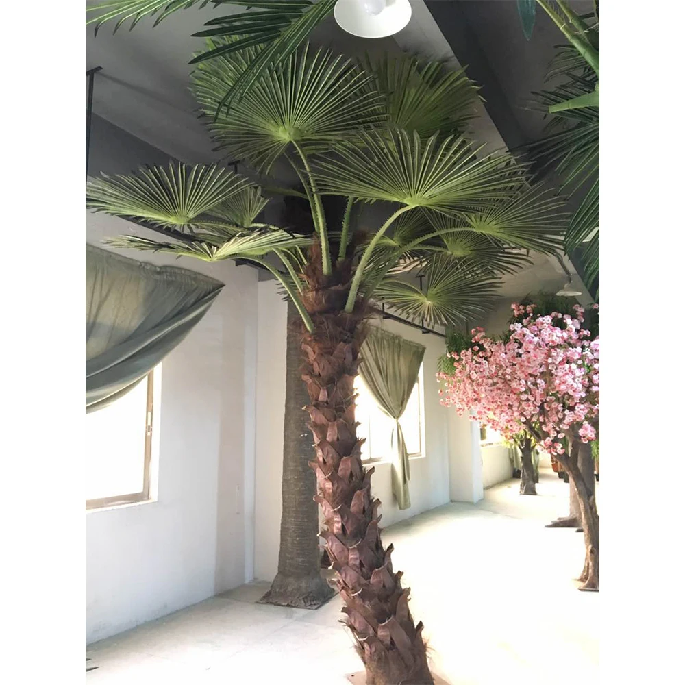 2-9m High Simulation Big Fake Leaves Decorative Plants Outdoor Artificial Palm Tree Garden Decoration