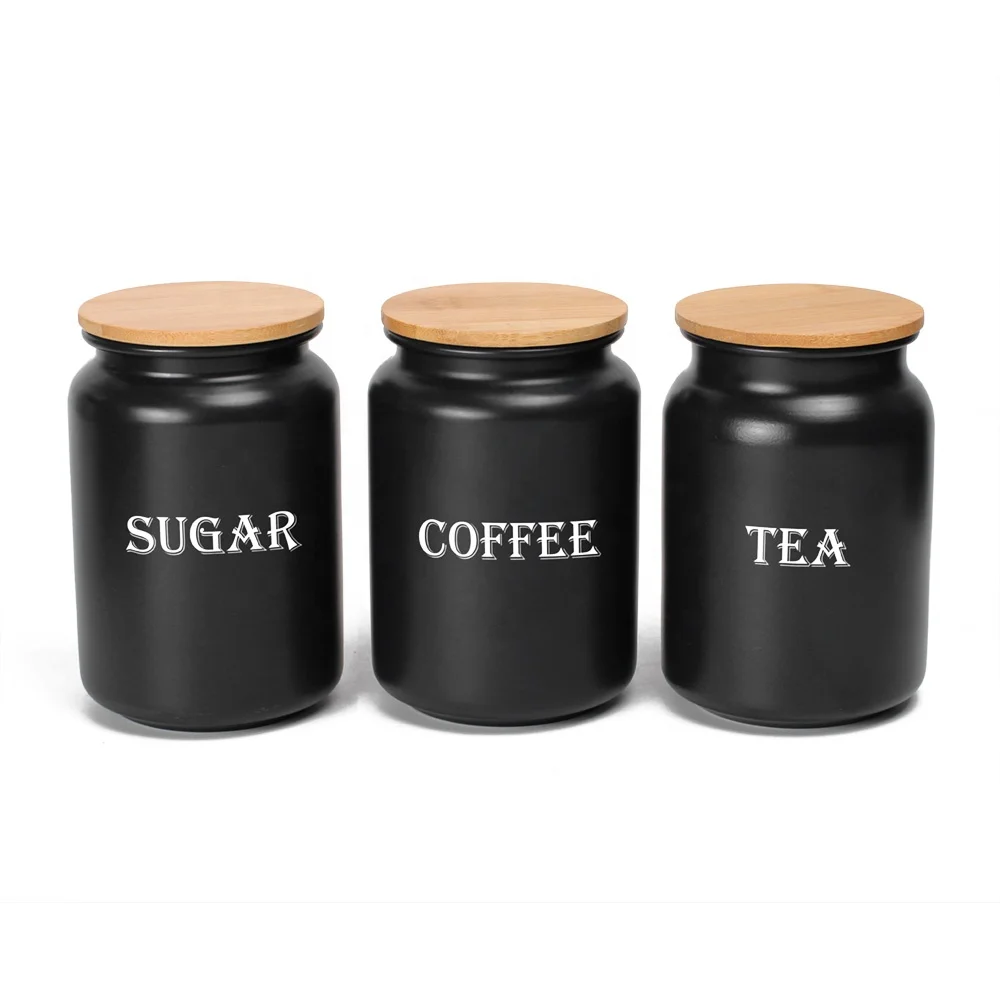 Wholesales Kitchen Counter Food Storage Tin For Sugar Coffee Tea 3PCS Canister Set Metal Food Jars