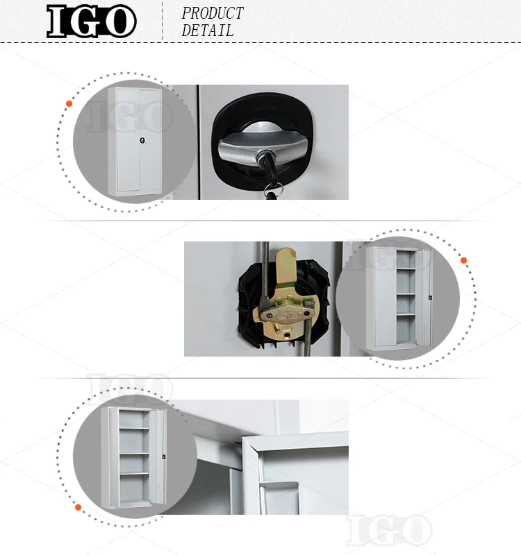 Office Furniture Swing Door Metal Cabinet Storage Cabinet with 3 Adjustable Shelves and Three Point Lock