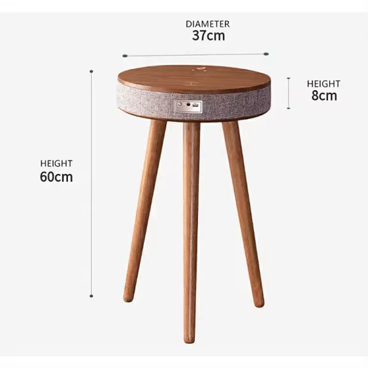 2024 Hot factory selling smart side coffee table wireless bluetooth with phone charging music table for indoor home furniture