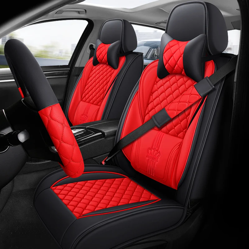 Full Coverage Faux Leather Car Seat Covers Universal Fit for Most Cars,Trucks,Sedans and SUVs with Waterproof Leatherette in Aut