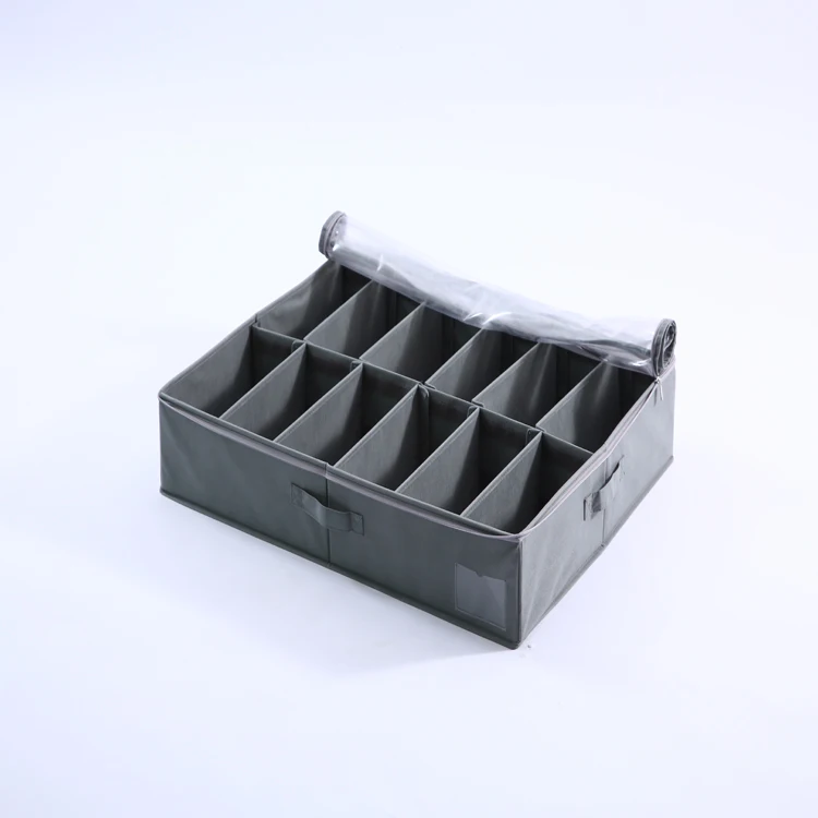 Clothes Blankets Zippered Storage Bag Fits 12 Pairs Each UnderBed Shoe Storage Organizer with Adjustable Dividers