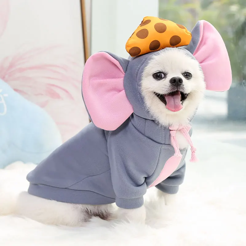Free Shipping Cartoon Puppy Vest Clothing Warm Dog Clothes French Bulldog Mouse Winter Dog Coat For Small Dogs Pet Cat Clothes