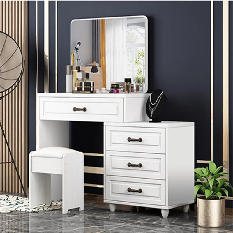 New design French style Dressing Table Makeup Vanity Dressers wooden dressing table with led mirror and drawers in bedroom