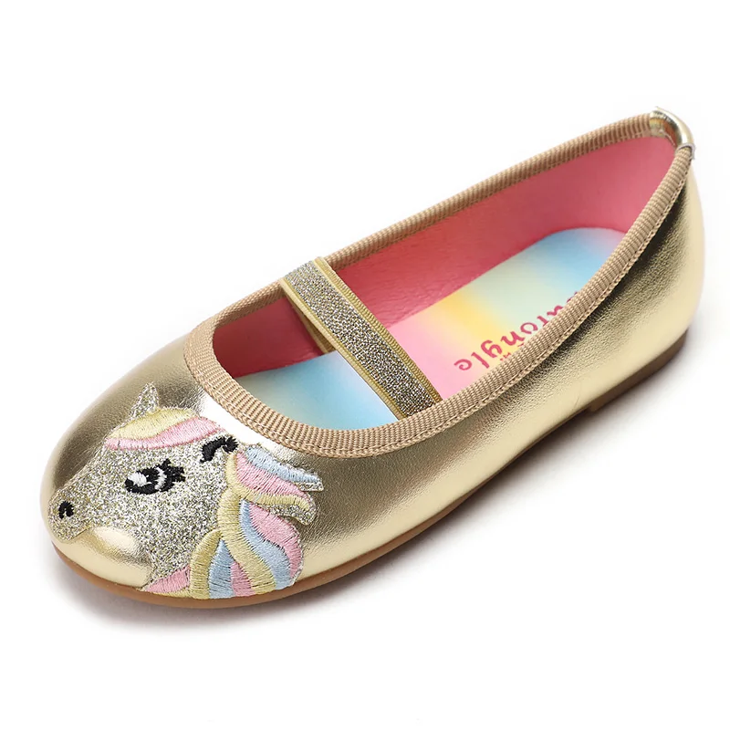The round head unicorn flat casual shoes fashion children cartoon party princess shoes children sandals