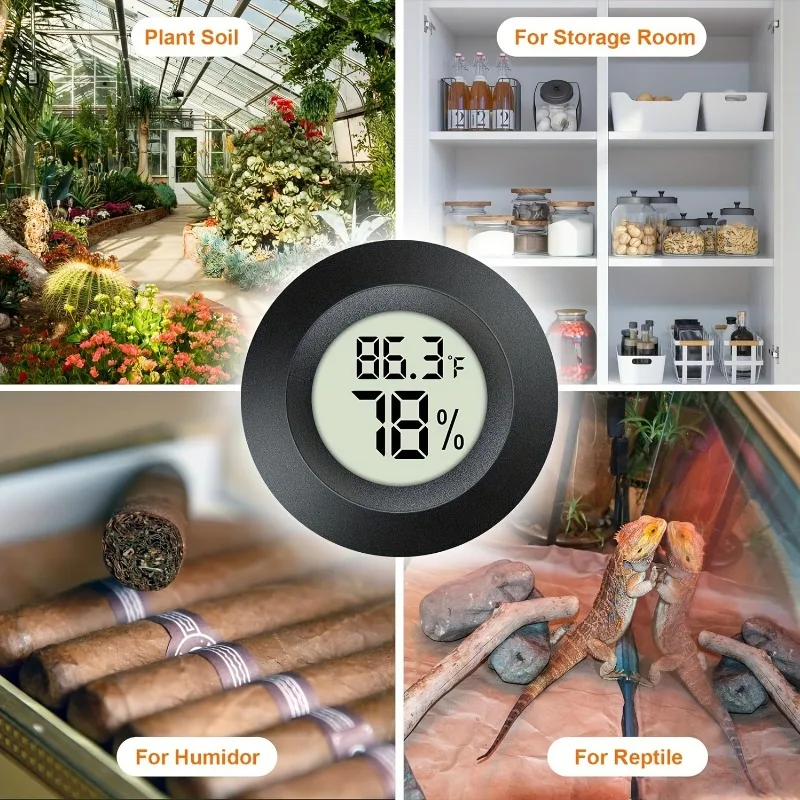 Great Quality High-strength Round Metal Digital Hygrometer Home Household Thermometers