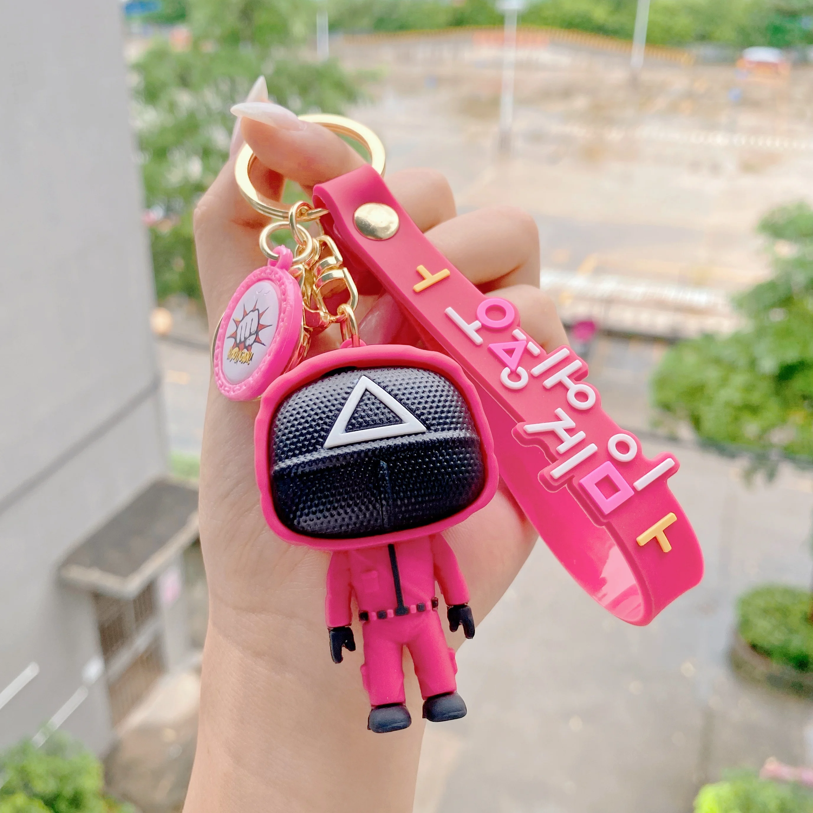 Jinnew korean PVC squid game doll movie red man masker front man key chain