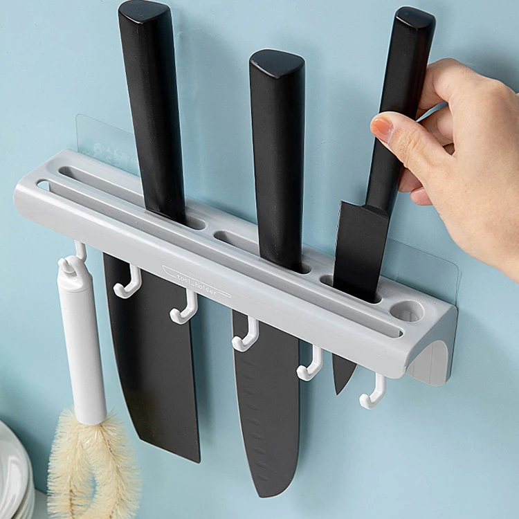 2022 New Multifunctional Kitchen Shelf Household Free Punching Knife Holder Spoon Shovel Storage Rack Wall-mounted