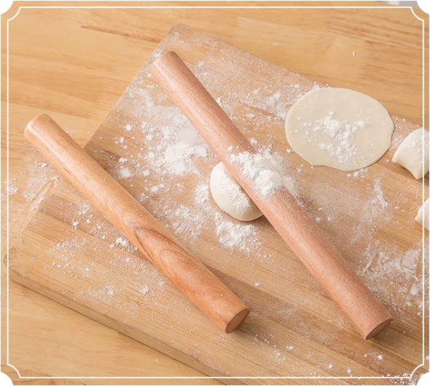 Natural beech wood rolling solid wood size pressing pin household dumpling skin rolling pin knocking pin baking tool