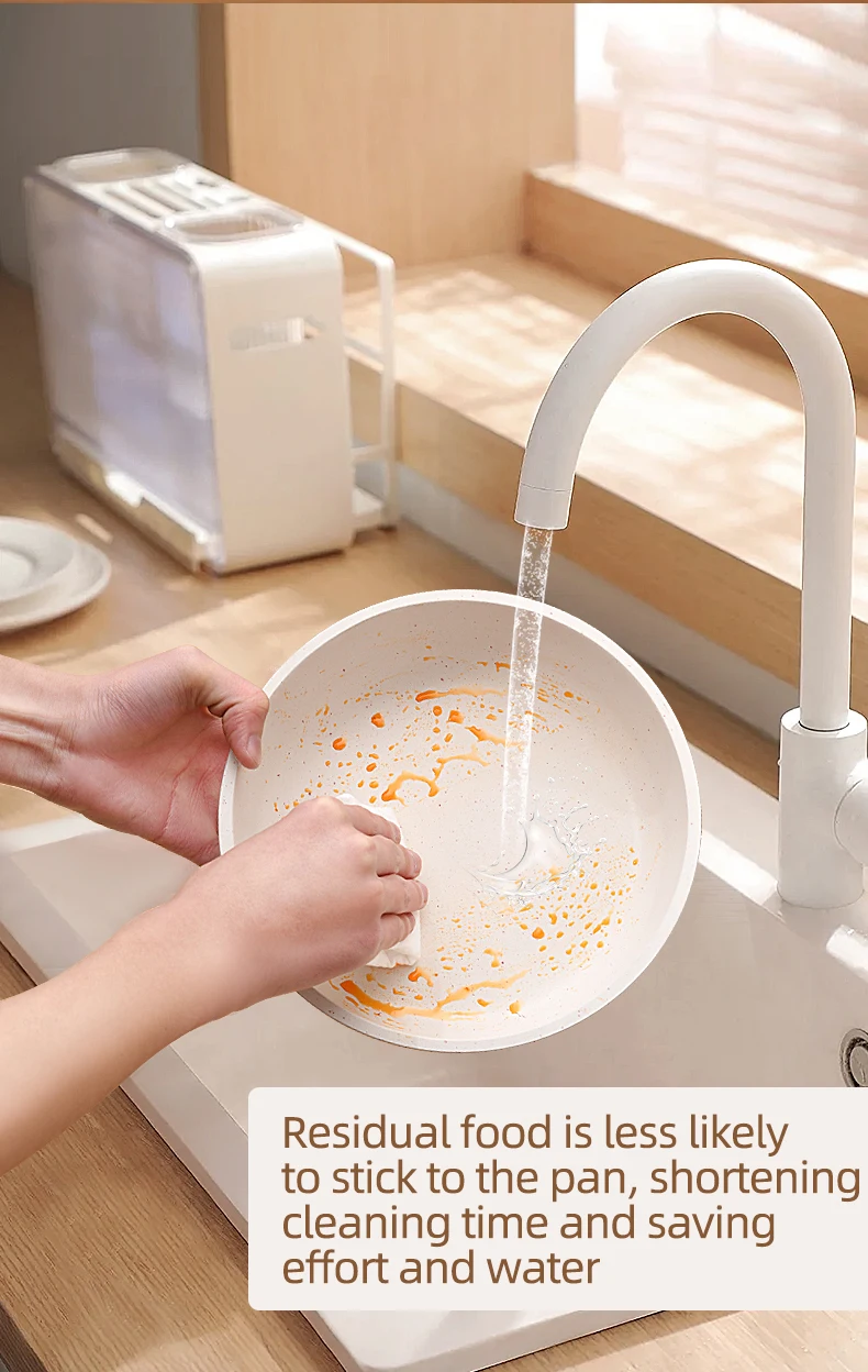 Nordic fashion minimalism style nonstick double thicken bottom healthy removeable detachable handle pan and pot cookware set