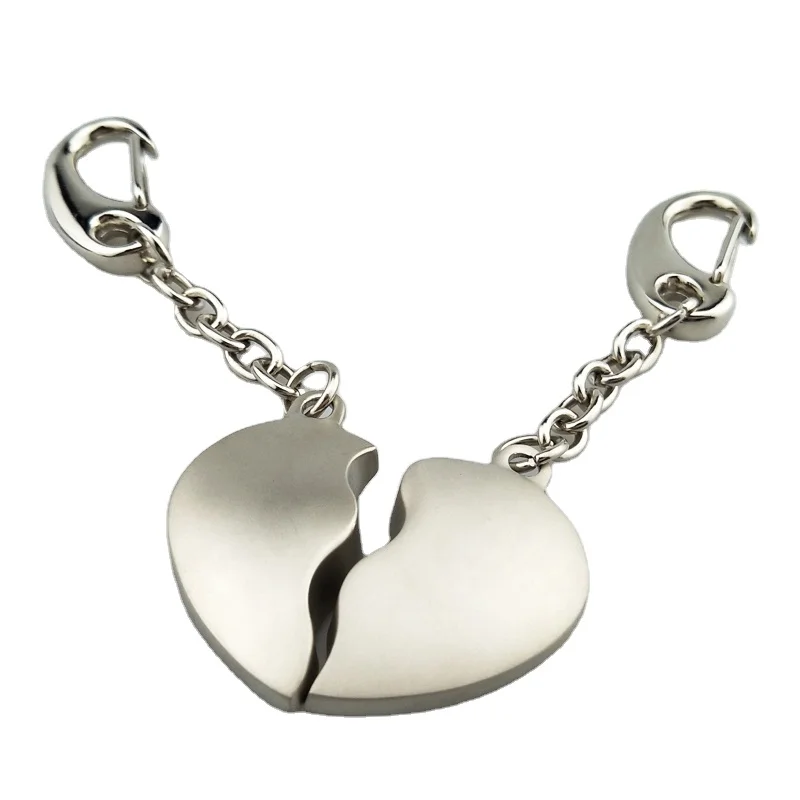 Custom couple keychain Love key Half Heart Shaped keychain