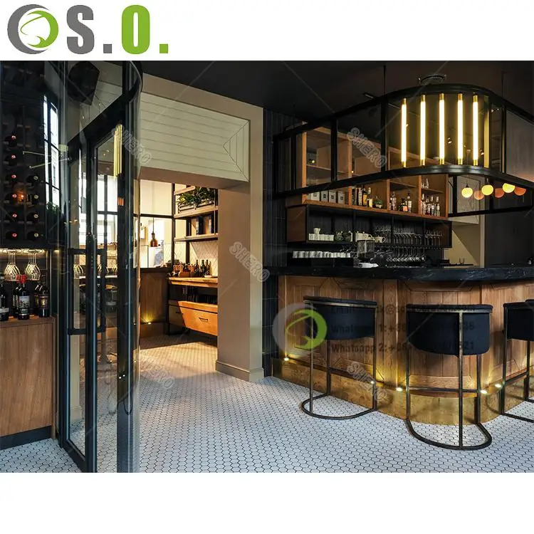 Wood Interior Design Whiskey Wine Display Cabinet bar Wine Display showcase Decoration