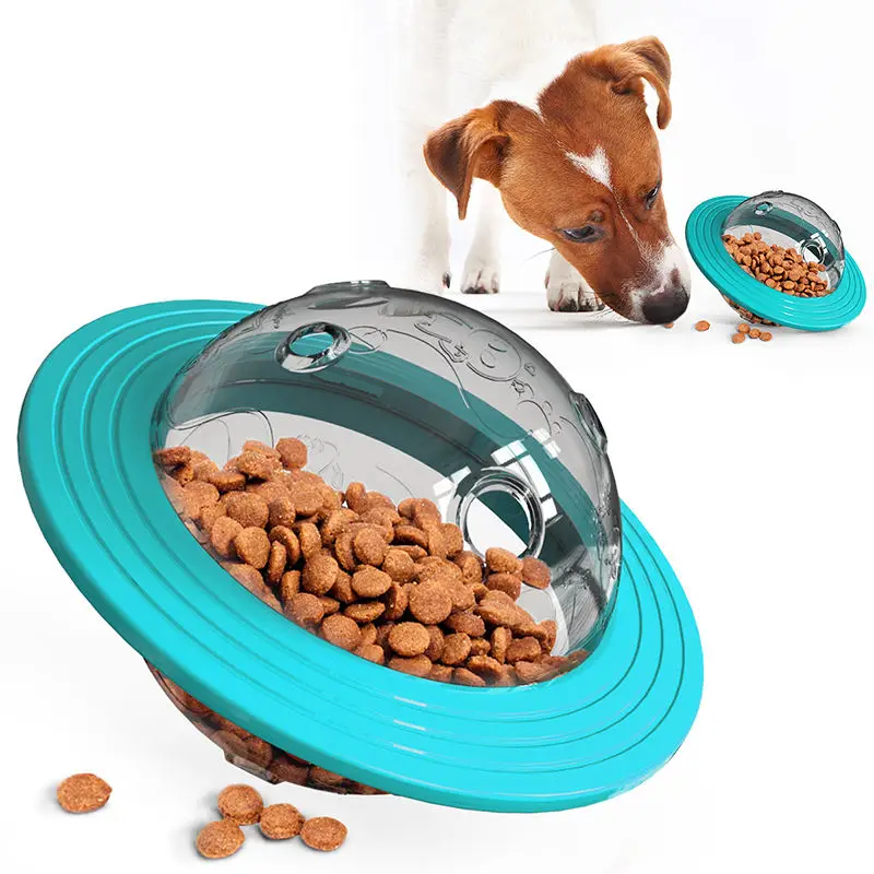 Wholesale UFO shape Puzzle Flying Saucer Flying Discs Toys Cat Chew Leaking Slow Food Feeder Ball Puppy Dog Toy