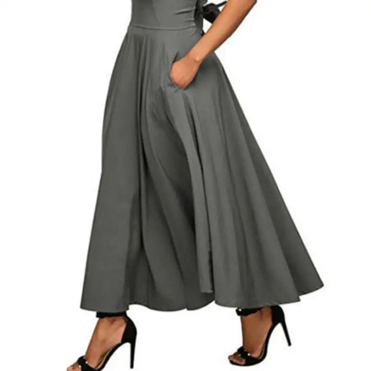 High Quality Fashion Women Girls Solid Color long skirts