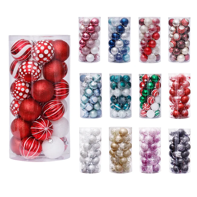 Factory Wholesale Christmas Decoration Xmas Ornament Plastic Shatterproof Decorative Round Christmas Ball