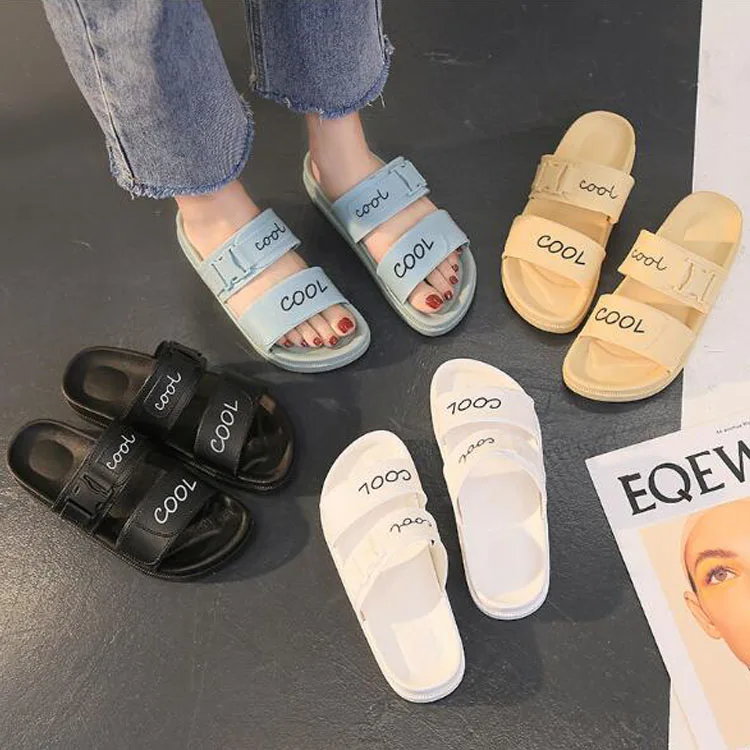 
Hot Selling Thick-soled Flat Casual Sports Fashion Colored Summer Non-slip Sandals Shoes Women Designer Slippers 