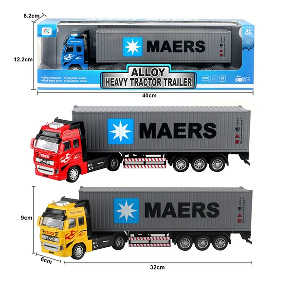 Zhorya Container Transport Truck Model Pull Back Simulation Diecast Alloy Transport Truck Toys With Open Door