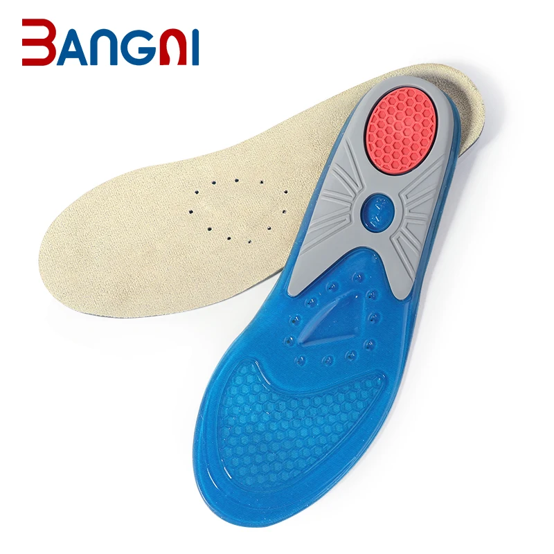 Wholesale Blue Non-toxic Sude Thin Light Shock Absorption TPE Gel Insole