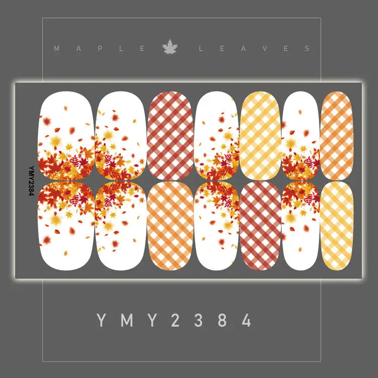 Gradient Glitter French Full Cover Nail Stickers Simple Thermal Color Adhesive Nail Polish Strips Wraps Manicure