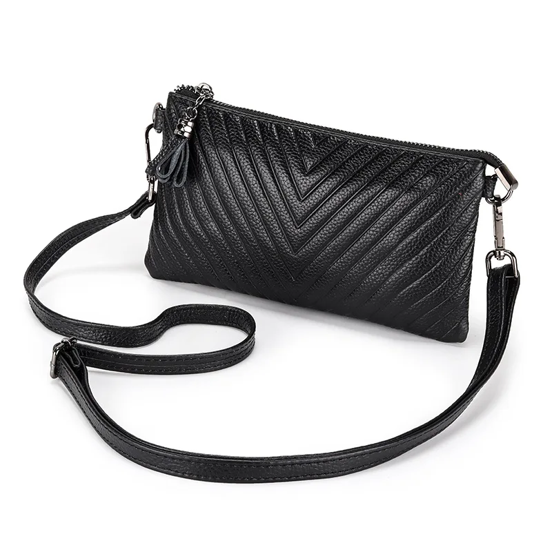 Oblique crossbody bag women new first layer leather grab bag fashionable and versatile embossed mobile phone bags