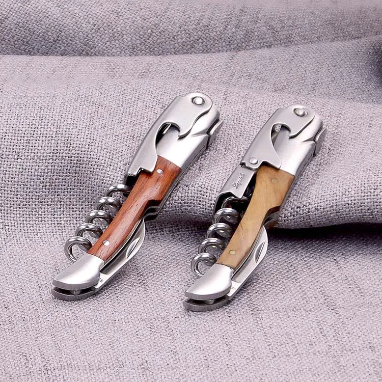 Premium Wood Handle Bottle Opener and All-in-one Sommelier corkscrew waiters corkscrew with nature olive  handle