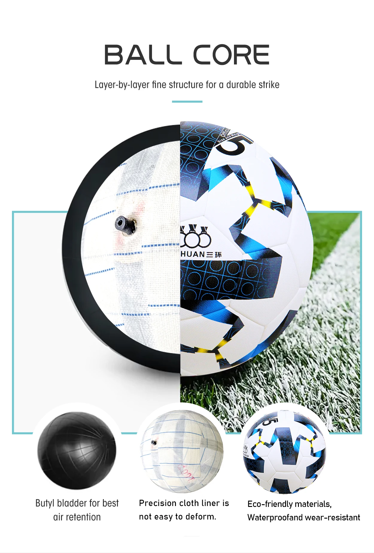 Aolan Blue  Bladder Carcass PU Customize Your Own Soccer Ball