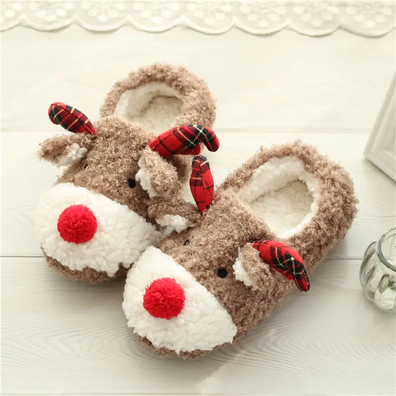 Cuddly christmas slippers for children home christmas reindeer slippers cute reindeer slippers christmas gift