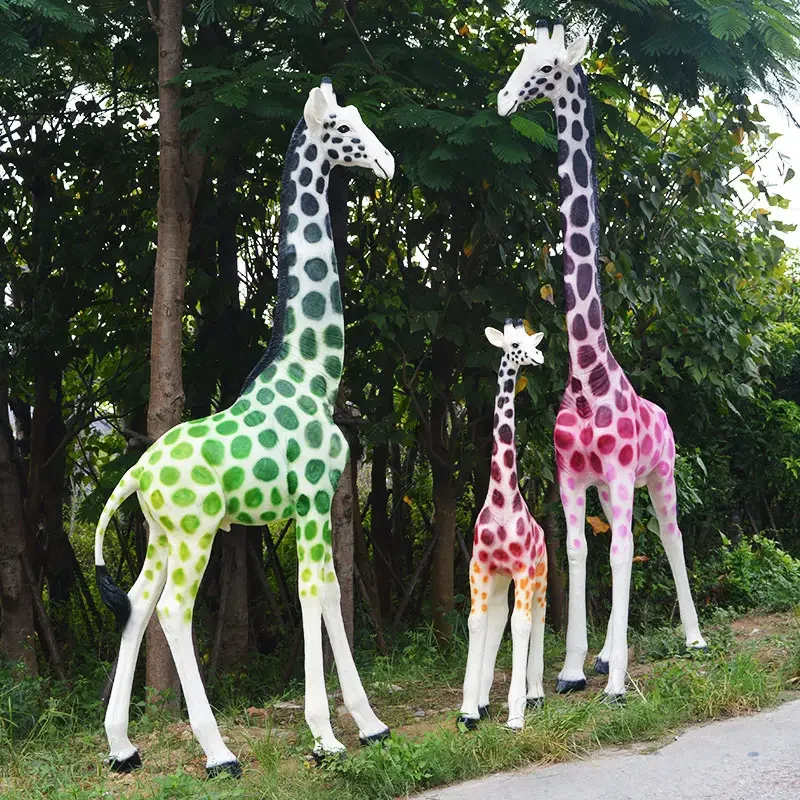 Miguo Animal Pop Art Sculpture Outdoor Playground Garden Decoration Fiberglass Painted Giraffe Statue Artificial Crafts For Sale