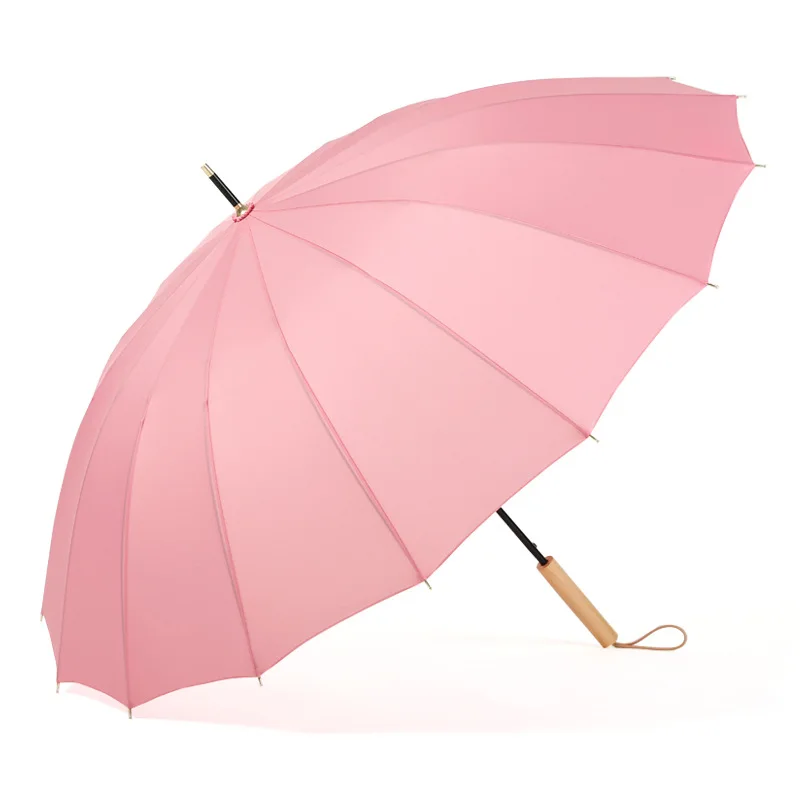 High Quality 23 Inch 8 Ribs Automatic Open Wooden Handle Stick Umbrella Chinese Manufacturer for Travel Metal Frame