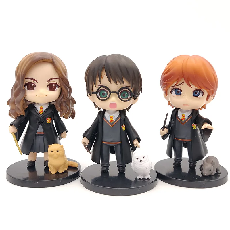 6pc/set Harrying Movie Pottering Hermionees Snapees Magic Wand Broom Diy Handmade Characters Action Figures Birthday Gifts Model
