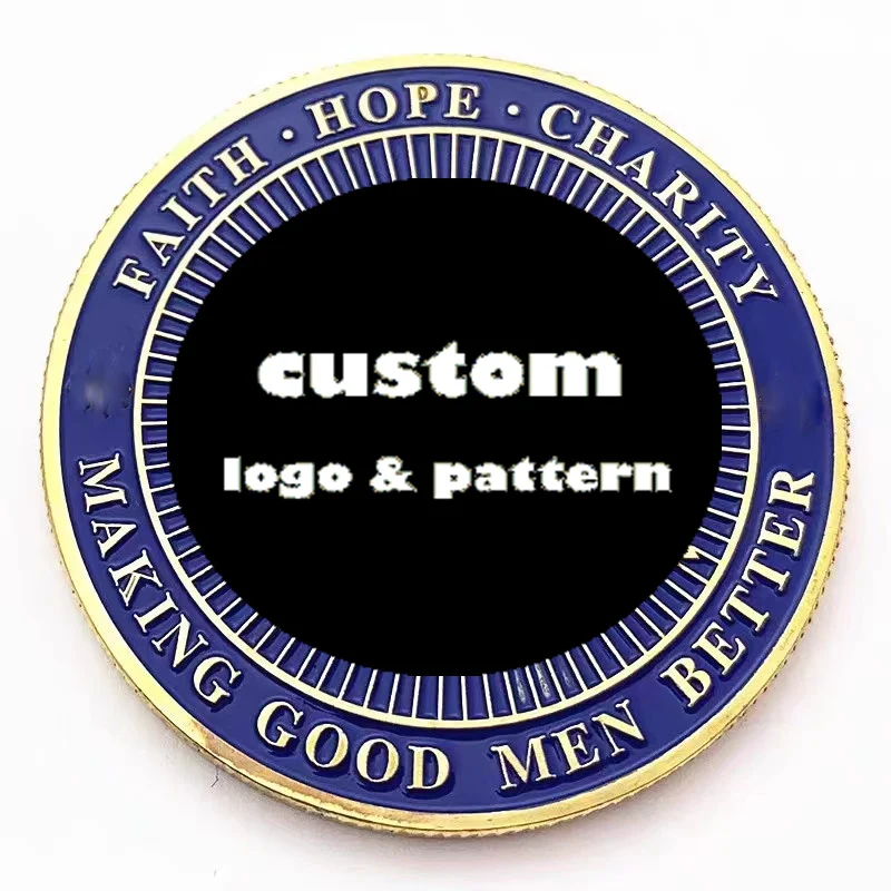 Factory Custom Wholesale Metal Antique Gold Plating No Enamel Challenge Coin with Flat Edge