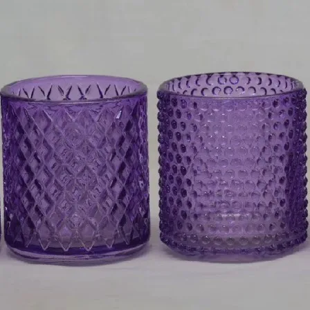 Haonai stripe candle glass jar glass candle holder