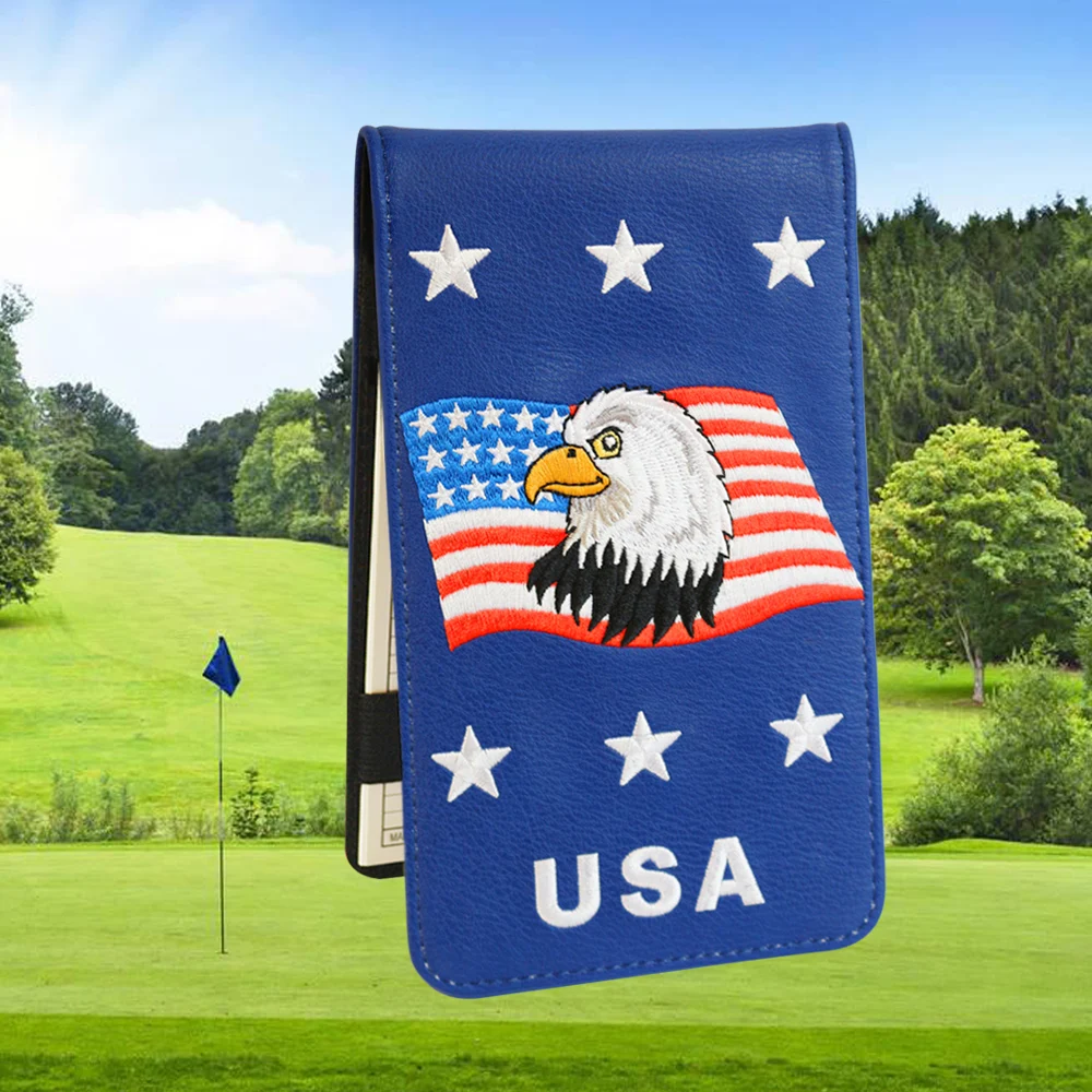 Golf Club Scoring Saddle Bag Score Card Holder PU Cover with Pencil Holder