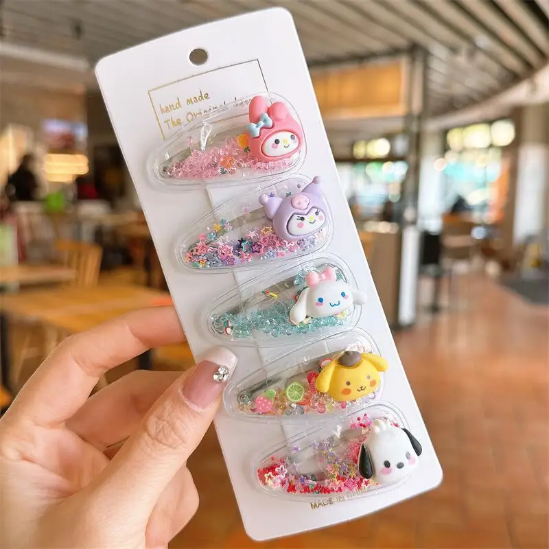 Factory Custom Cute Kids Hair Accessories Children Baby Lovely Cartoon Fruit Quicksand Bb Hair Clips Sets
