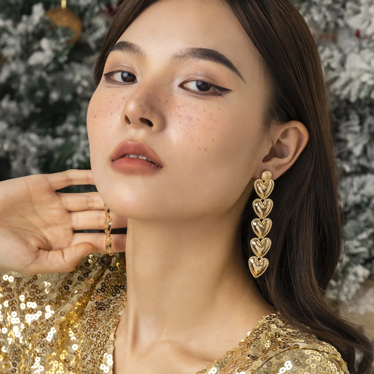 European and American design alloy animal lion pendant earrings personality exaggerated lion head rhinestone earrings female