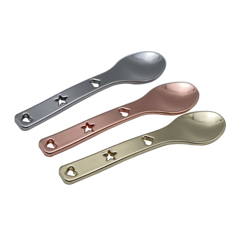 
Eco friendly 60mm geometric pattern metal mini makeup spoon 