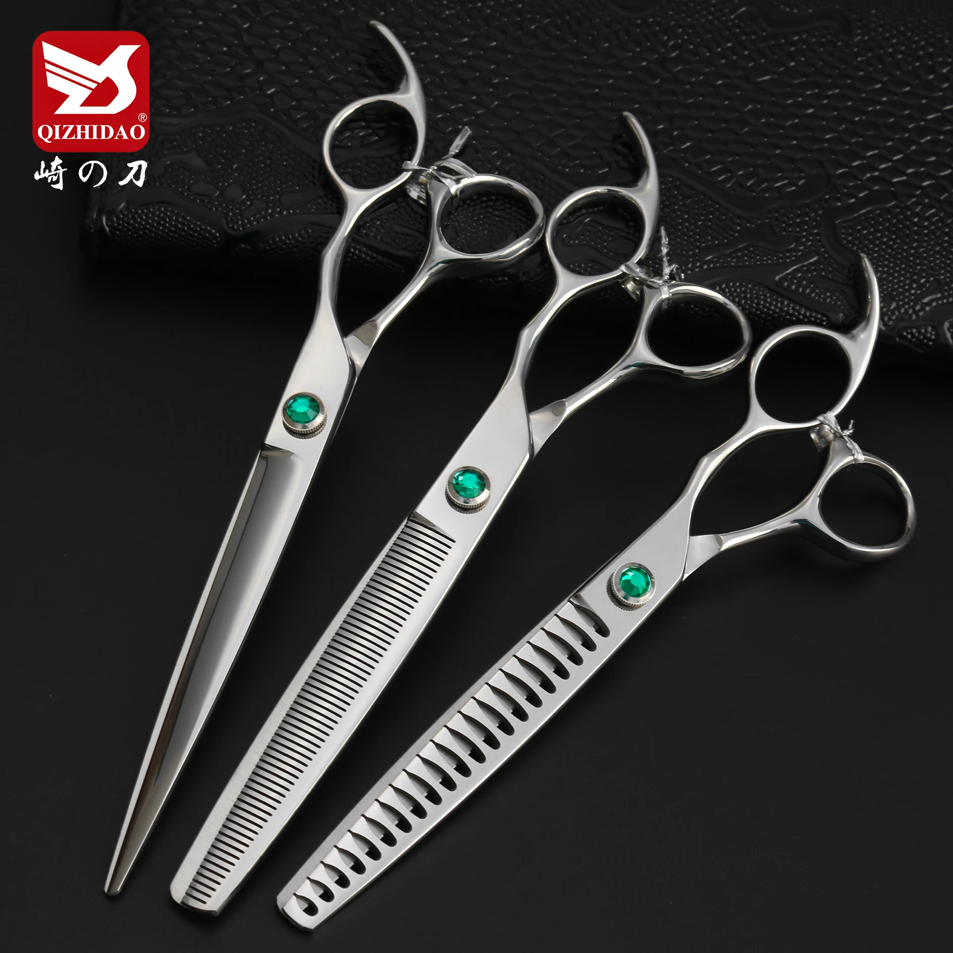 8inch Pet Grooming Scissors Set of 4 Curved Thinning Chunker Cutting Professional Dog Grooming Scissors Set