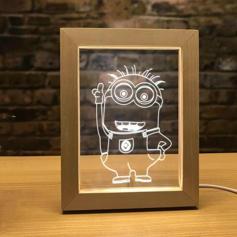 Круглая деревянная лампа с USB-подсветкой