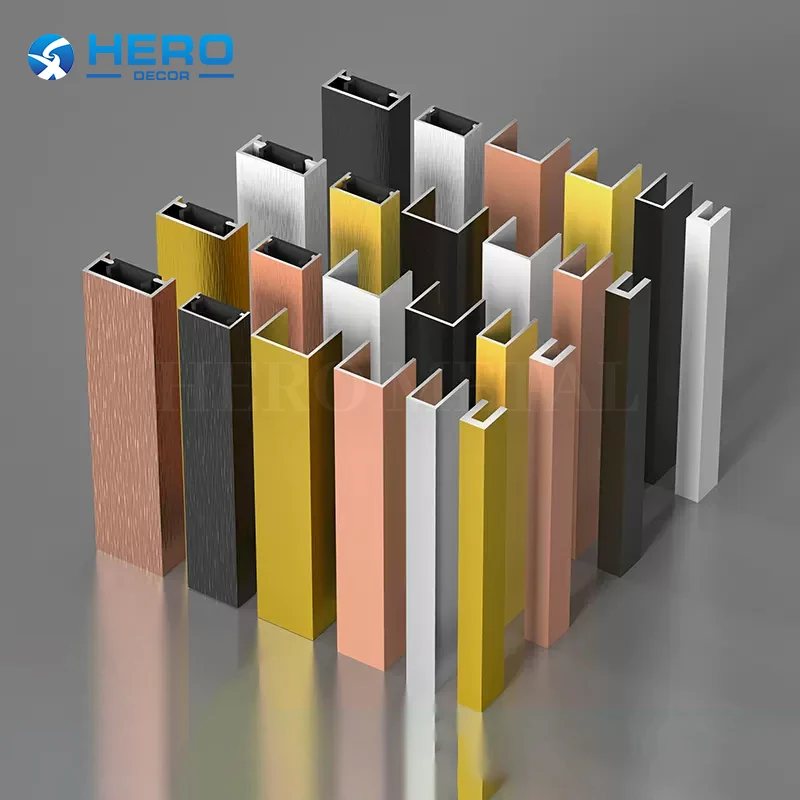 Modern Style Corner Edge Hero Metal Trim Aluminium Alloy Profile Ceramic Decorative Strip U Shape Edging Trim