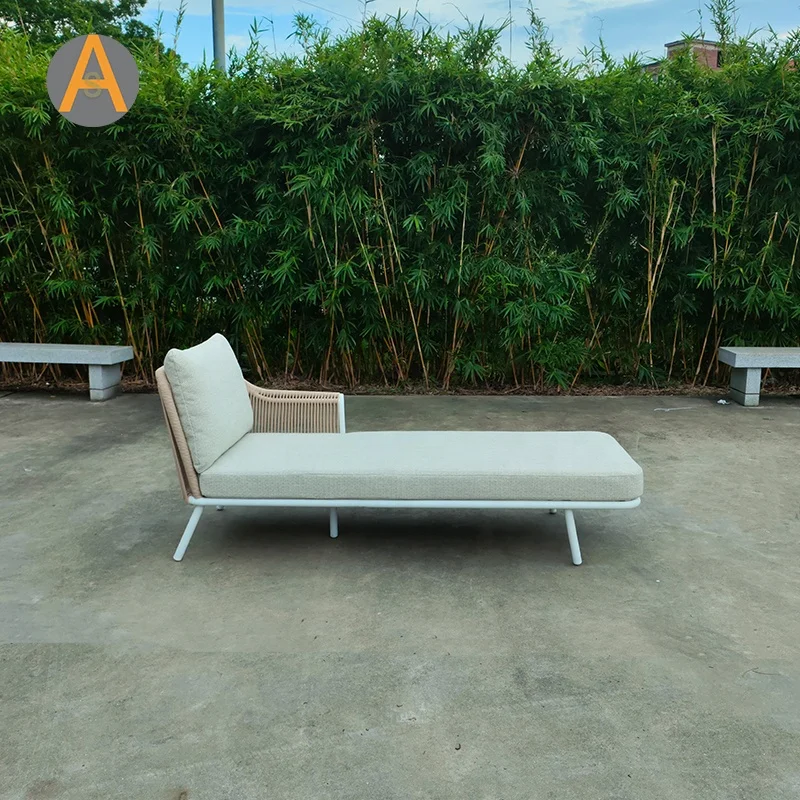 New Design Outdoor Furniture Beach SunBed Aluminum Rope Woven Outdoor Patio Pool Sun Lounger