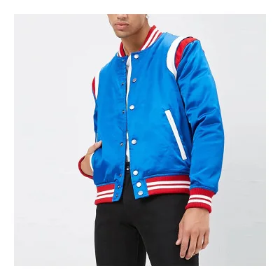 wholesale custom men varsity satin baseball jackets high quality unisex bomber jacket man