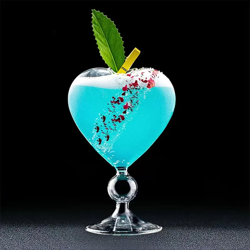 Heart shaped cocktail glass cup high borosilicate glassware unique wine martini cocktail glasses