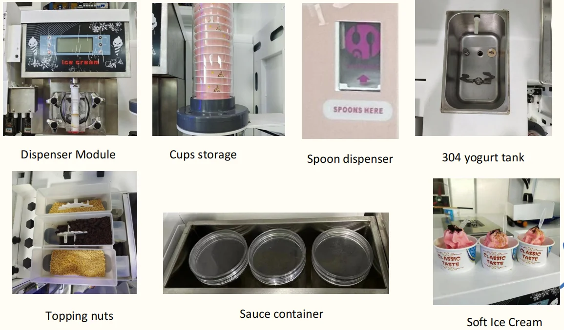 Fully automatic soft ice cream vending machine Self-service fruit, jam yogurt ice cream The machine can be automatically cleaned