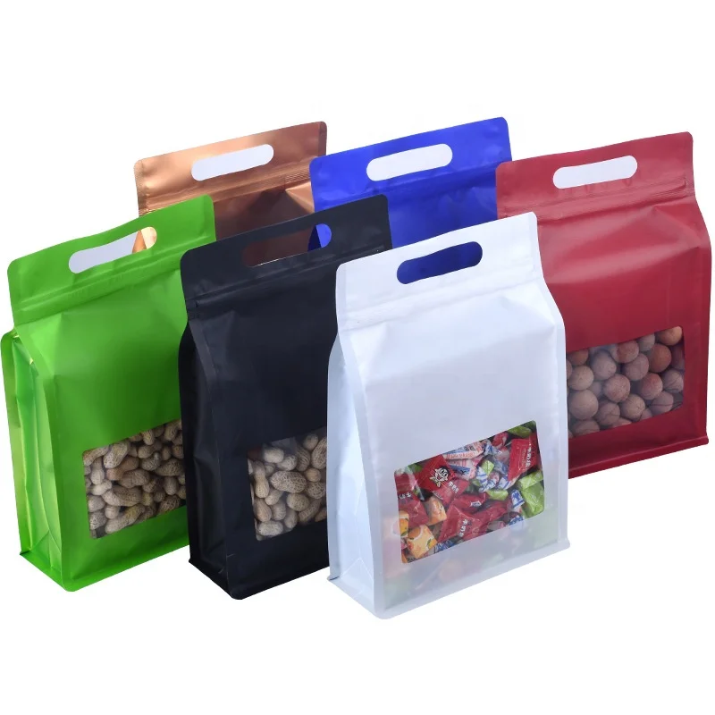 Eight-Side Self-Standing Aluminum Foil Pouch with Clear Window Zipper Top Moisture-Proof Sandwich Sugar Noodle Milk Packaging