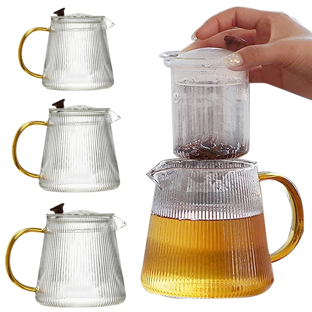 Borosilicate Glass Teapot With Removable Filter Heat Resistant Tea Infuser For  Milk Rose Flower Tea