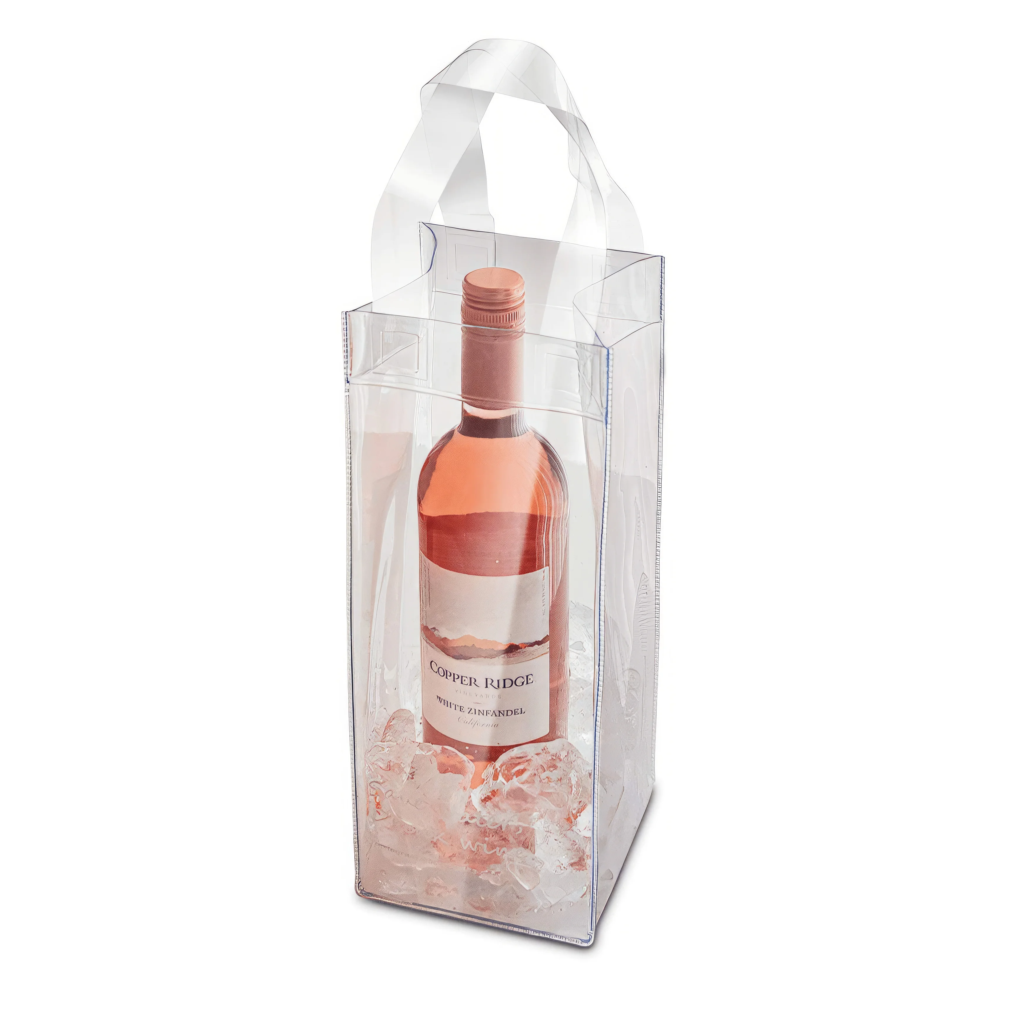 Portable Outdoor Champagne Collapsible bucket Clear plastic PVC Wine beer bottle Cooler ice Wine Pouch bag for wine bottle